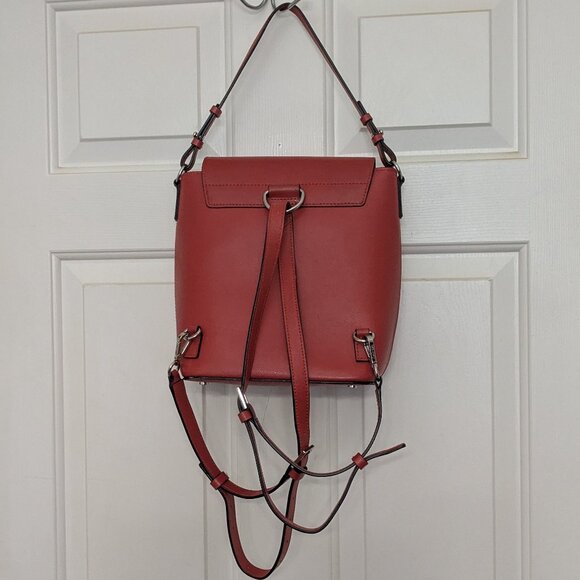 CALVIN KLEIN Women\'s L-REESE CONVERTIBLE BACKPACK PURSE Real Leather Red . main image 7
